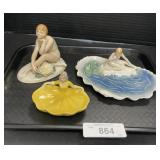 3 Art Deco Porcelain Bathing Beauty Figures.
