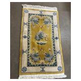 Hand-Knotted Chinese Art Deco Wool Rug.