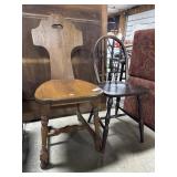 (2) Vtg Oak Side Chairs.