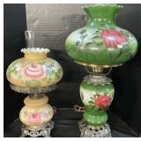 2 Floral Gone With Wind Hurricane Lamps.
