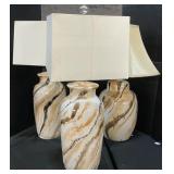 3 Marble Style Glass Lamps.