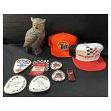 Adv Patches & SnapBack Hats, Plaster Owl Decoy