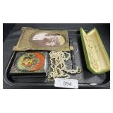 Framed B&W Photo, Cultured Pearl Nekclace, Earring