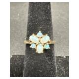 14 KT Gold Ring W/ Opal Accents.