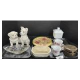 Longaberger Bowl & Plates, Brass Box, EAPG Glass