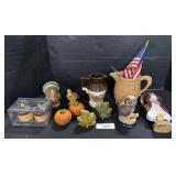 Stoneware Pitcher, Fall S&P Shakers.