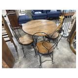 Heart Shaped Wrought Iron & Oak Dining Table.