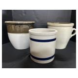 Stoneware Roseville Ohio Crock & 2 Crocks