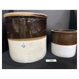 2 Antique Two Tone Stoneware Crocks.