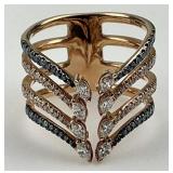 14KT Gold White & Blue Diamond Ring.