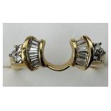 14KT Gold Baguette & Round Diamond Insert Ring.