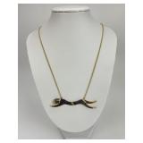 14KT Gold Black Pave Set Diamond Leopard Necklace.