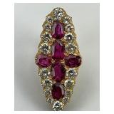 Gold Ruby & Diamond Cross Pendant.