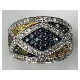 White Gold Multi-Color Diamond Ring.