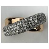 14KT Gold Effy Diamond 5 Row Crossover Ring.