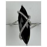 14KT Gold Effy Oblong Onyx & Diamond Ring.