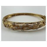 14KT Gold Effy Woven Diamond Flexible Bangle.
