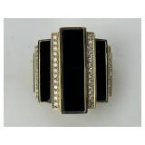 14KT Gold Effy Flat Onyx Diamond Ring.