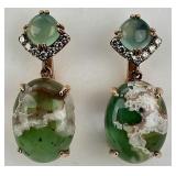 14KT Gold LeVian Earthy Stone & Diamond Earrings.