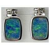 14KT Gold Opal & Diamond Earrings.