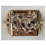 14KT Effy Blue & White Diamond Panther Ring.