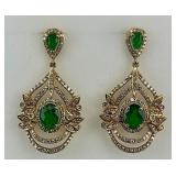 14KT Gold Effy Diamond & Emerald Dangles.
