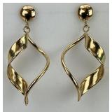 14KT Yellow Gold Swirl Earrings.