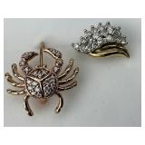 14KT Gold Diamond Crab & Wave Earrings.