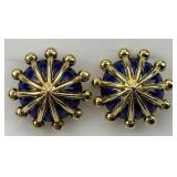 18KT Gold Tiffany & Co Blue Umbrella Earrings.