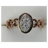 Rose Gold Oval Diamond Cluster Center Ring.