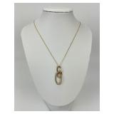 14KT Gold LeVian Loop Diamond Pendant Necklace.