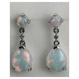 10KT Gold Pear Shaped Opal Dangle Earrings.