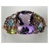 14KT Gold Effy Amethyst &  Multi-Gemstone Ring.