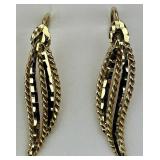 14KT Gold Diamond Cut Leaf Earrings.