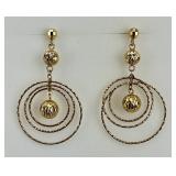 14KT Yellow Gold Circle and Ball Earrings.