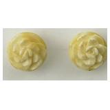 Gold Plated Bone Carved Rose Earrings.