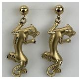 14KT Yellow Gold Panther Earrings.