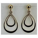 14KT Gold Double Loop Dangle Earrings.