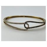 18KT Gold Brown & White Diamond Loop Bangle.