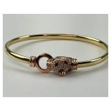 14KT Gold Effy Leopard Head Diamond Bangle.