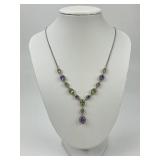Sterling Silver Amethyst & Citrine Necklace.