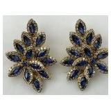 14KT Gold Effy Diamond & Sapphire Earrings.