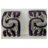 Sterling Silver Diamond & Blue Rubber Clips.