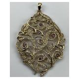 14KT Gold Oval Diamond & Amethyst Pendant.