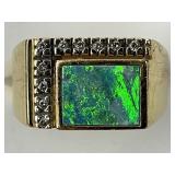 14KT Gold Vibrant Opal & Diamond Ring.