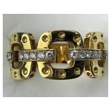 18KT Gold Fixed Diamond Chain Hook Ring.