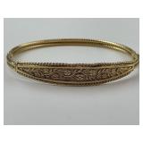 10KT Gold Floral Hinged Bangle.