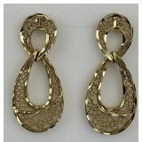 14KT Diamond Cut Pear Shaped Dangle Earrings.