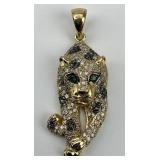 14KT Gold Effy  Diamond Leopard Pendant.