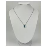 14KT White Gold Opal & Diamond Pendant Necklace.